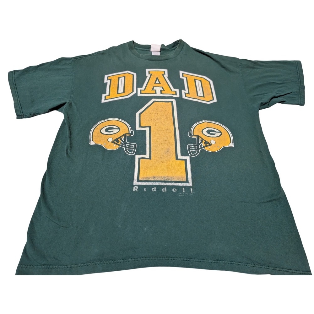Riddell T-Shirt Men XL Green Dad #1 Packers 1998 Vintage NFL Football Tee VTG